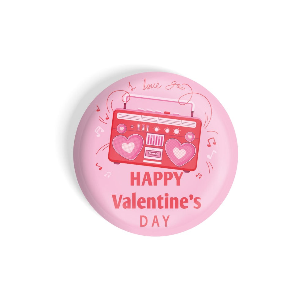 dhcrafts Round Fridge Magnet Pink Valentine's Day D9 Glossy Finish Design Pack of 1 (58 mm)
